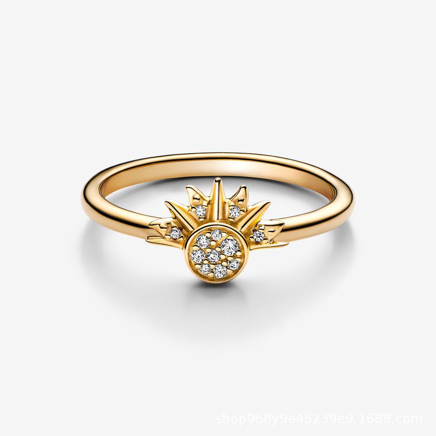 Sterling Silver Rising Sun Ring Shining Blue Moon