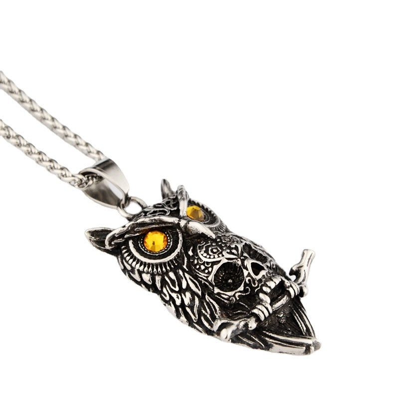 Owl Hip Hop Titanium Necklace
