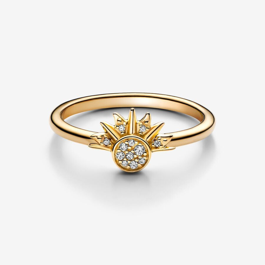 Sterling Silver Rising Sun Ring Shining Blue Moon