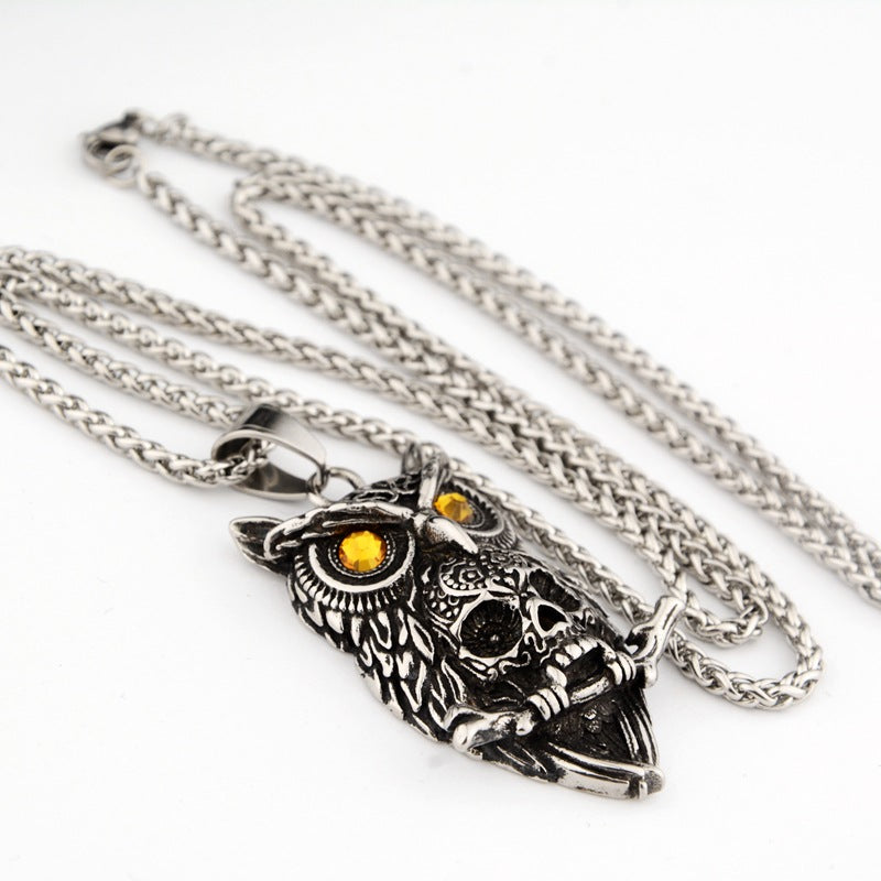 Owl Hip Hop Titanium Necklace