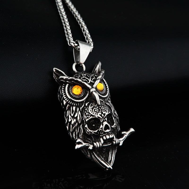 Owl Hip Hop Titanium Necklace