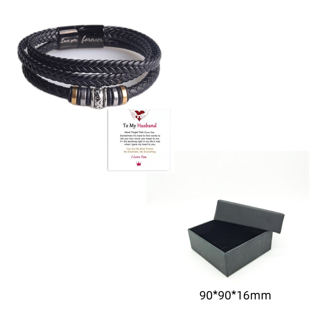 Laser Fashion Titanium Steel Leather Rope Alloy Three Layer Braided Bracelet