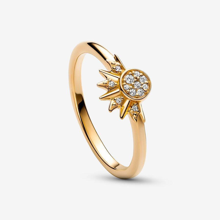 Sterling Silver Rising Sun Ring Shining Blue Moon