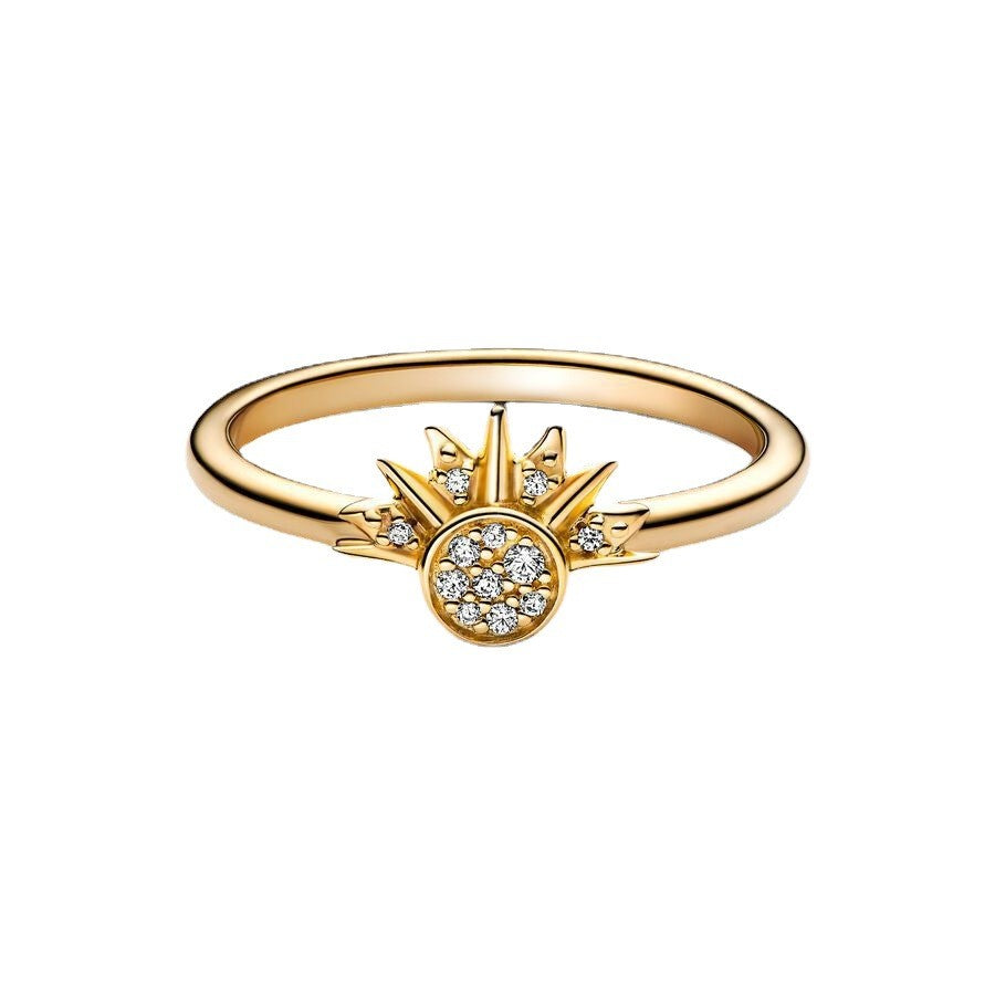 Sterling Silver Rising Sun Ring Shining Blue Moon