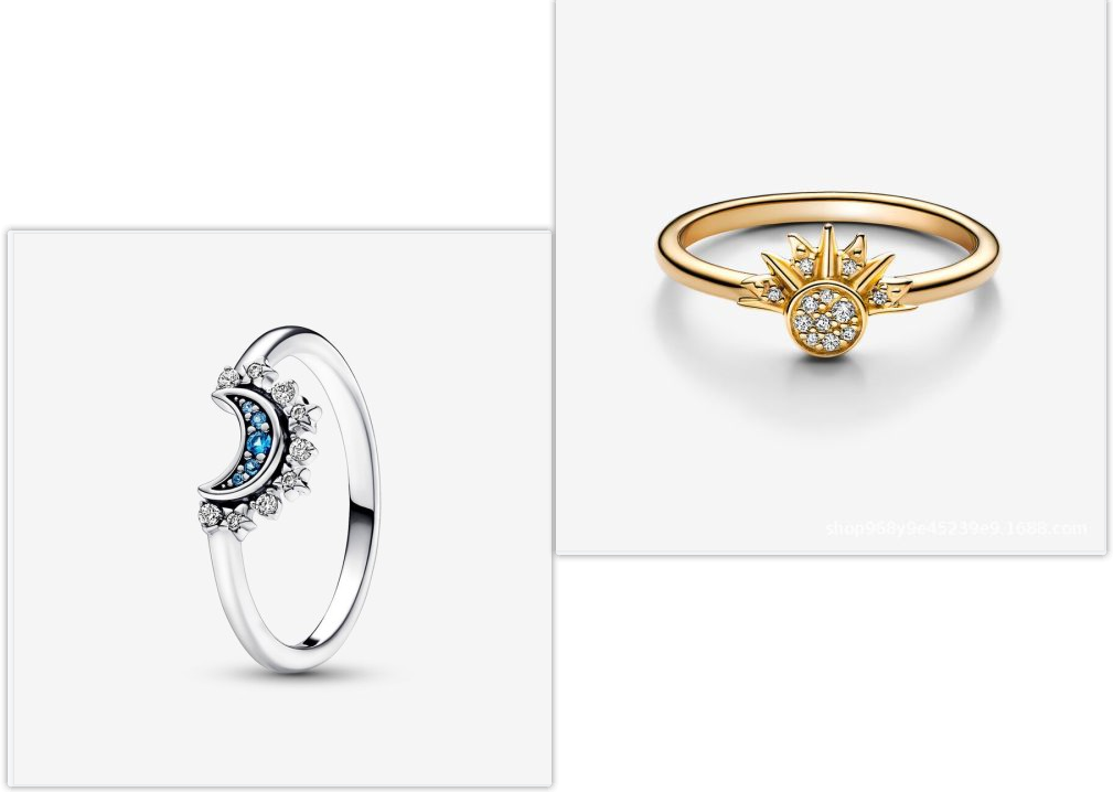 Sterling Silver Rising Sun Ring Shining Blue Moon