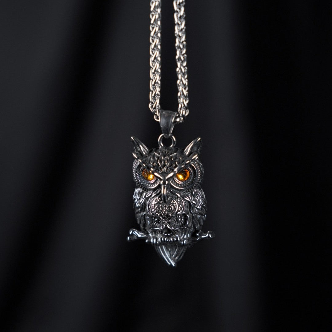 Owl Hip Hop Titanium Necklace