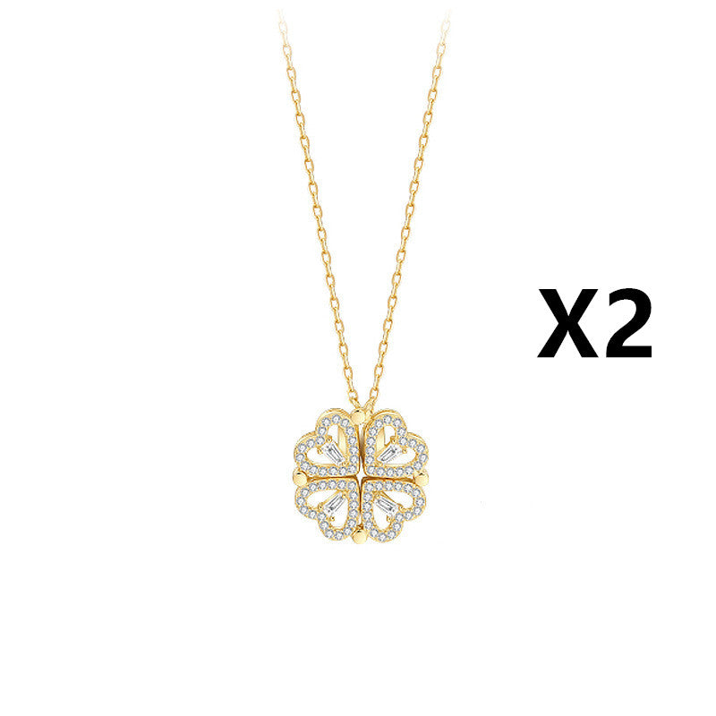Explosive Style Detachable Deformed Four-leaf Clover Necklace