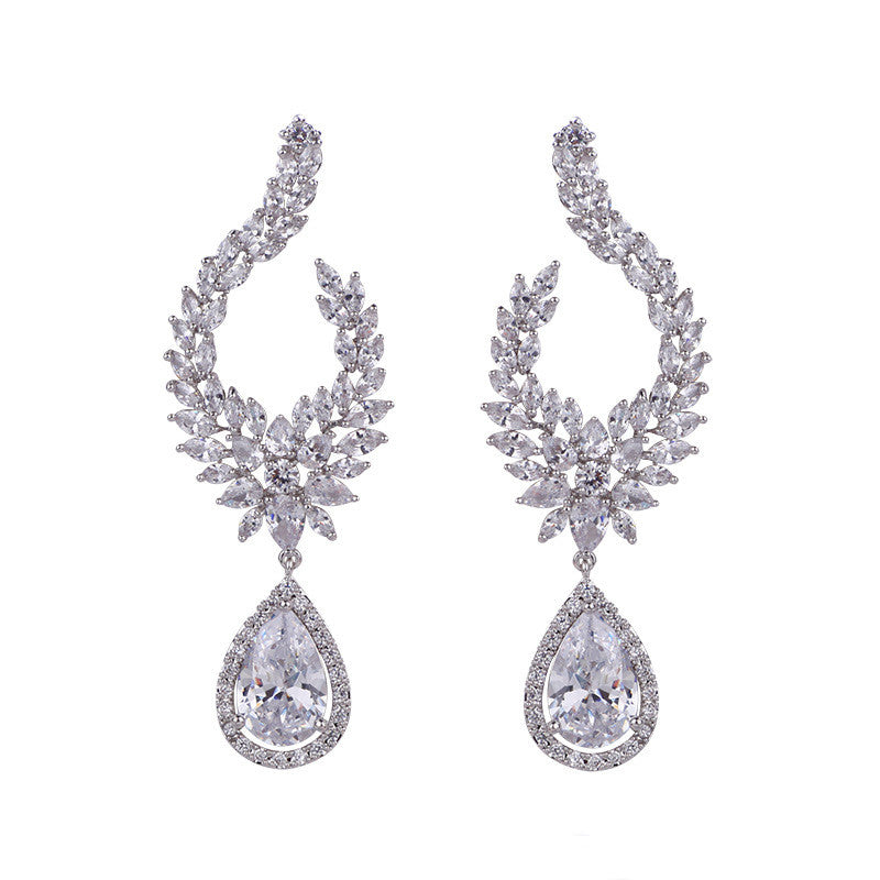 S925 Sterling Silver Needle Full Diamond Long Earrings
