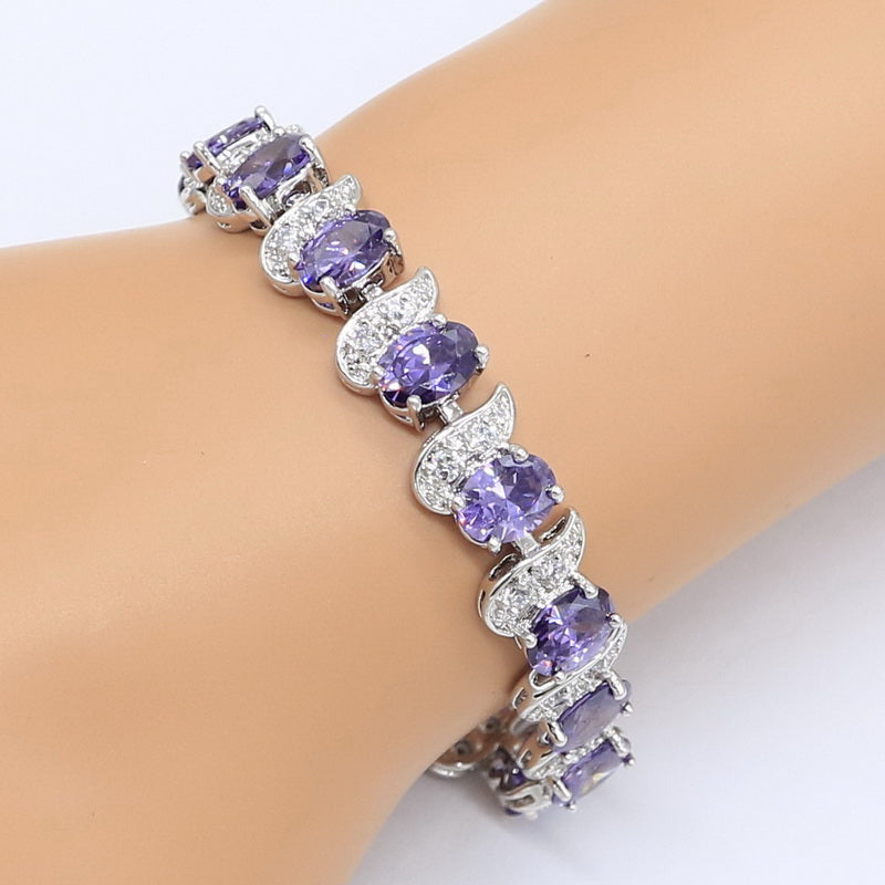 Wedding Amethyst Silver Jewelry Set