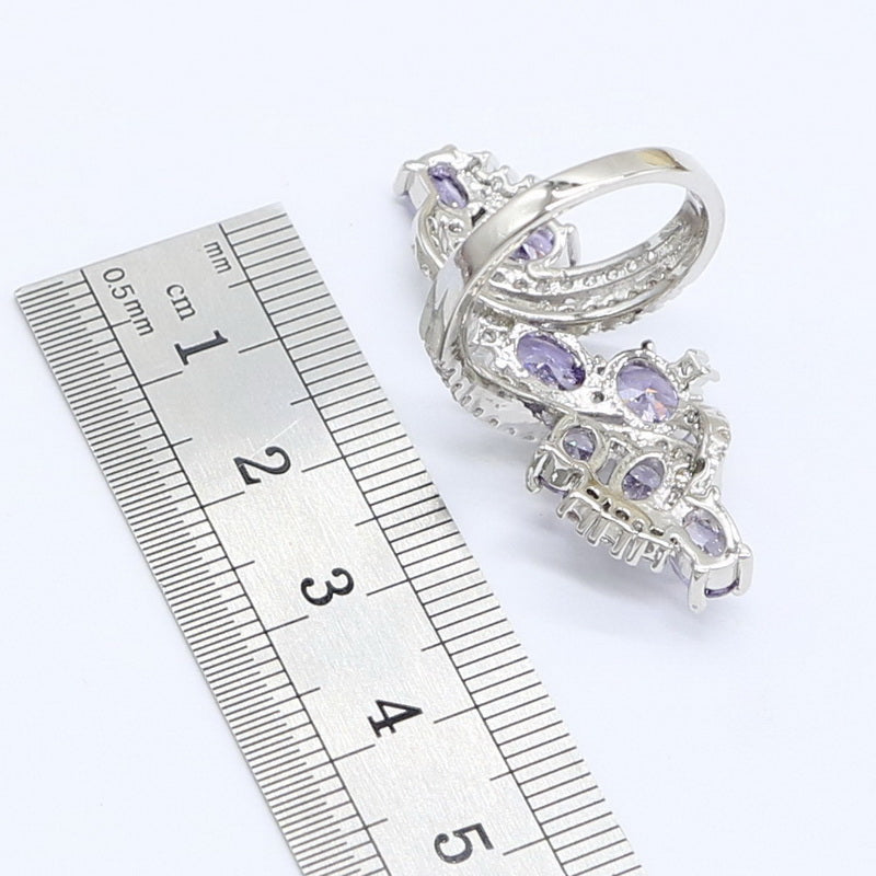 Wedding Amethyst Silver Jewelry Set