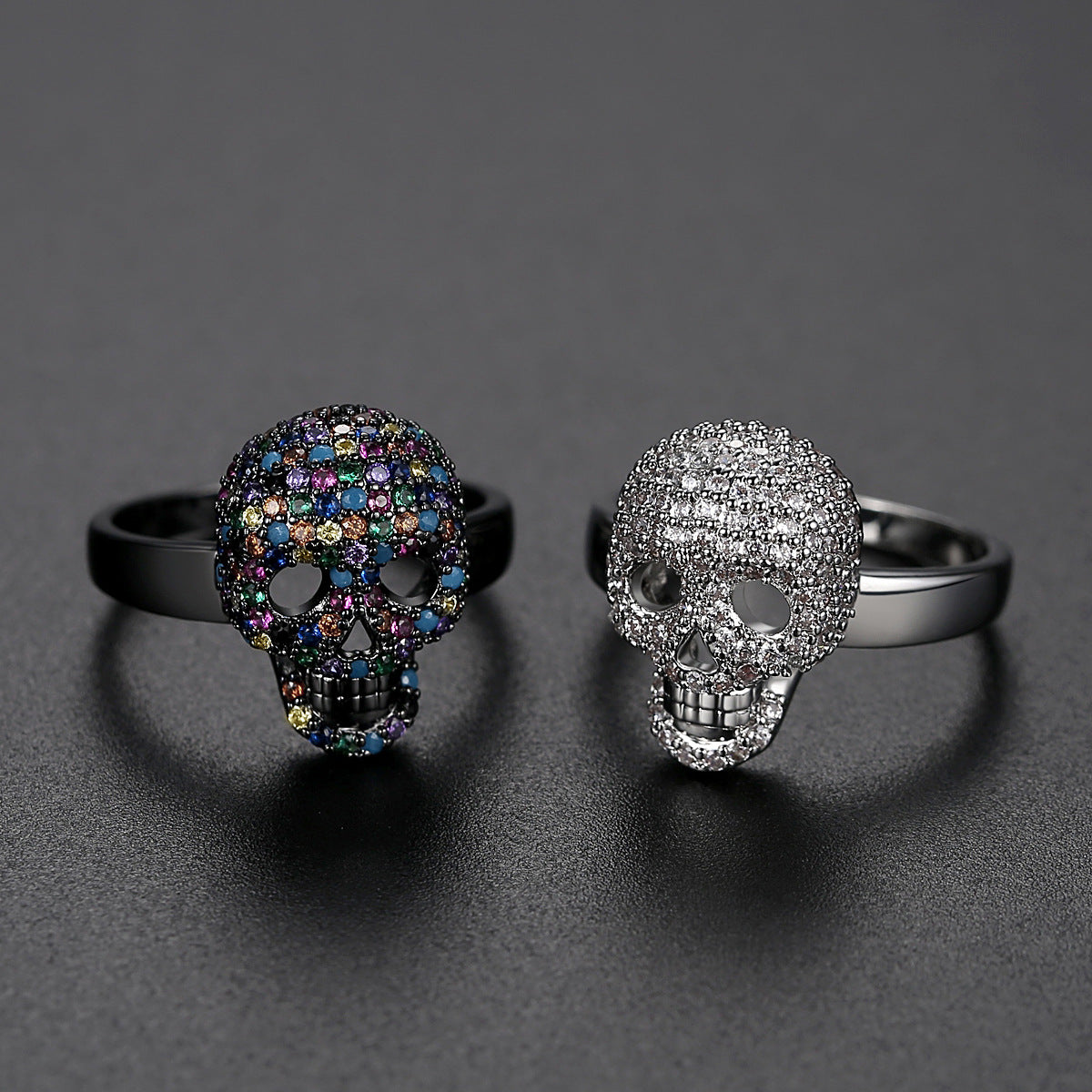 Retro Skull Zircon Ring