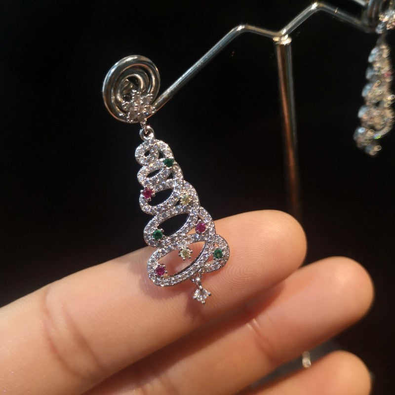 Colorful Diamond Christmas Tree Earrings