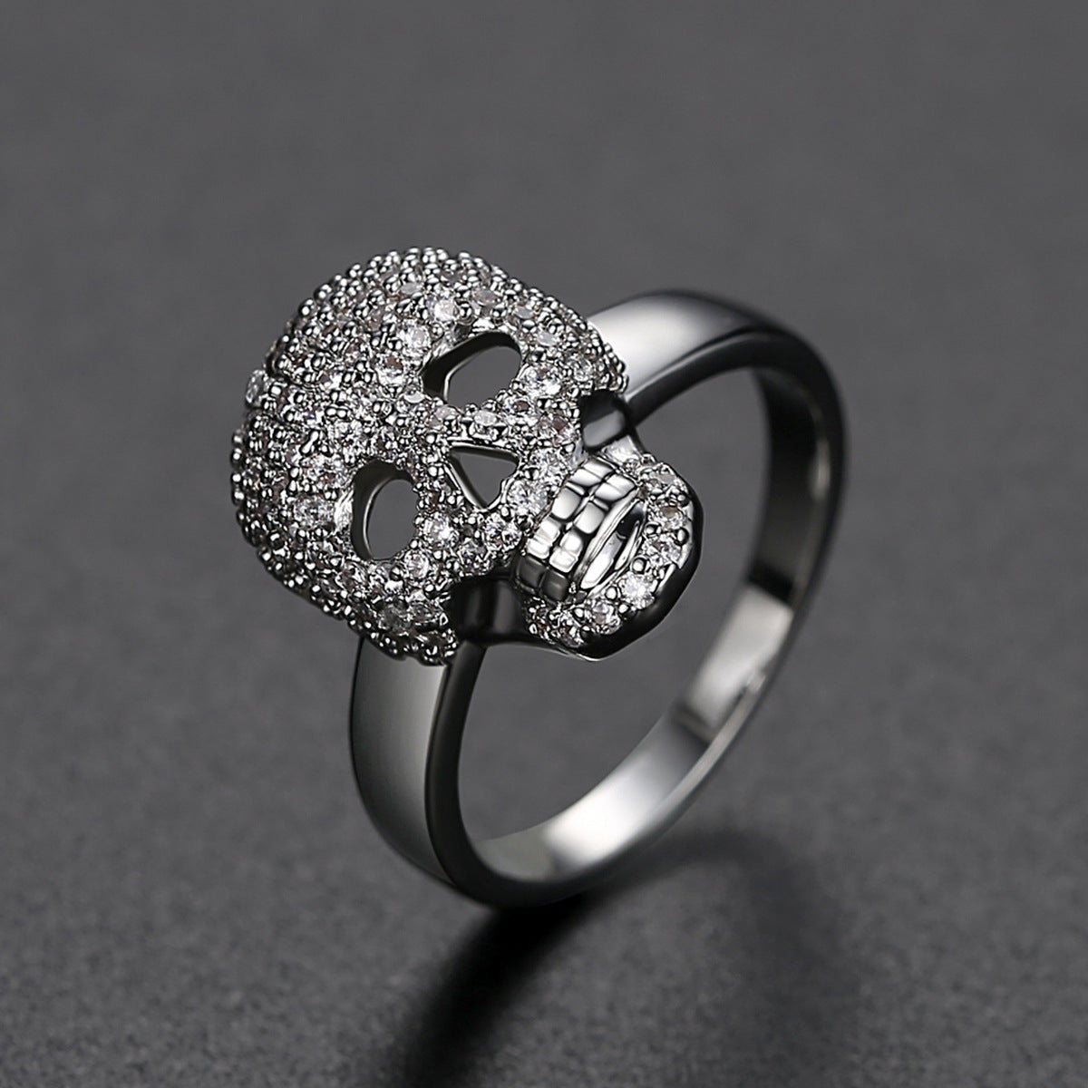 Retro Skull Zircon Ring