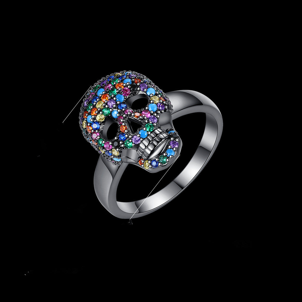 Retro Skull Zircon Ring