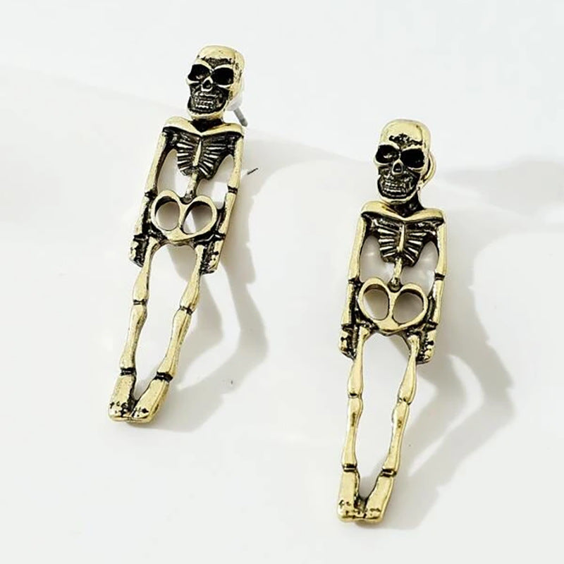 Halloween Human Skeleton Detachable Stud Earrings
