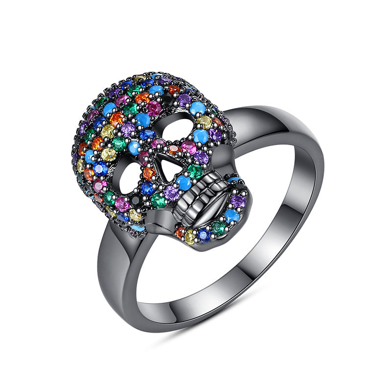 Retro Skull Zircon Ring