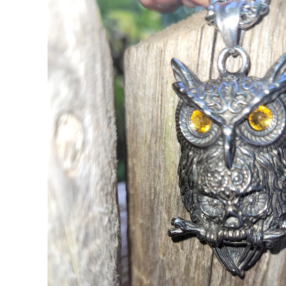 Owl Hip Hop Titanium Necklace