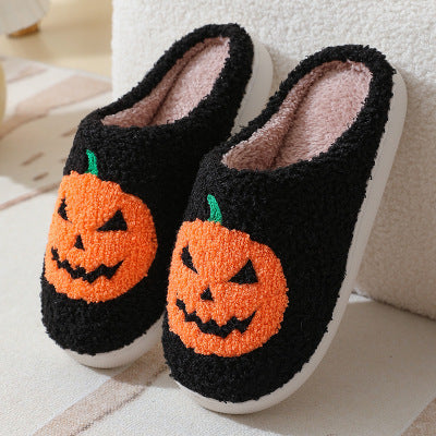 Halloween Pumpkin Cartoon Thermal Winter Cotton Slippers